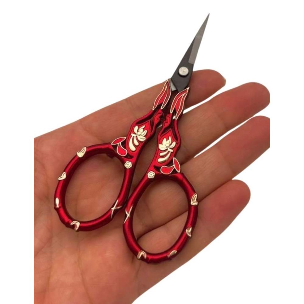 Çanta Aksesuar Kırmızı Renk Vintage Makas 11 cm