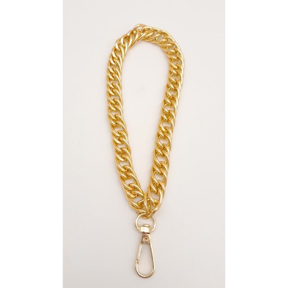 Çanta Aksesuar Light Gold Renk Çift Halkalı Model Zincirli Elcik