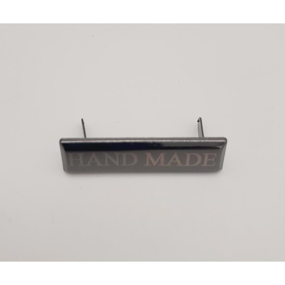 Çanta Aksesuar Handmade Yazılı Metal Etiket Plaka Süs Füme Renk