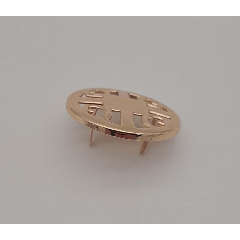 Çanta Aksesuar 3 cm Yuvarlak Model Desenli Light Gold Plaka Süs