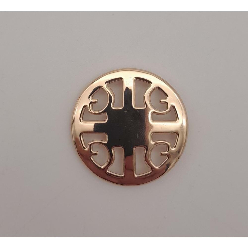 Çanta Aksesuar 3 cm Yuvarlak Model Desenli Light Gold Plaka Süs