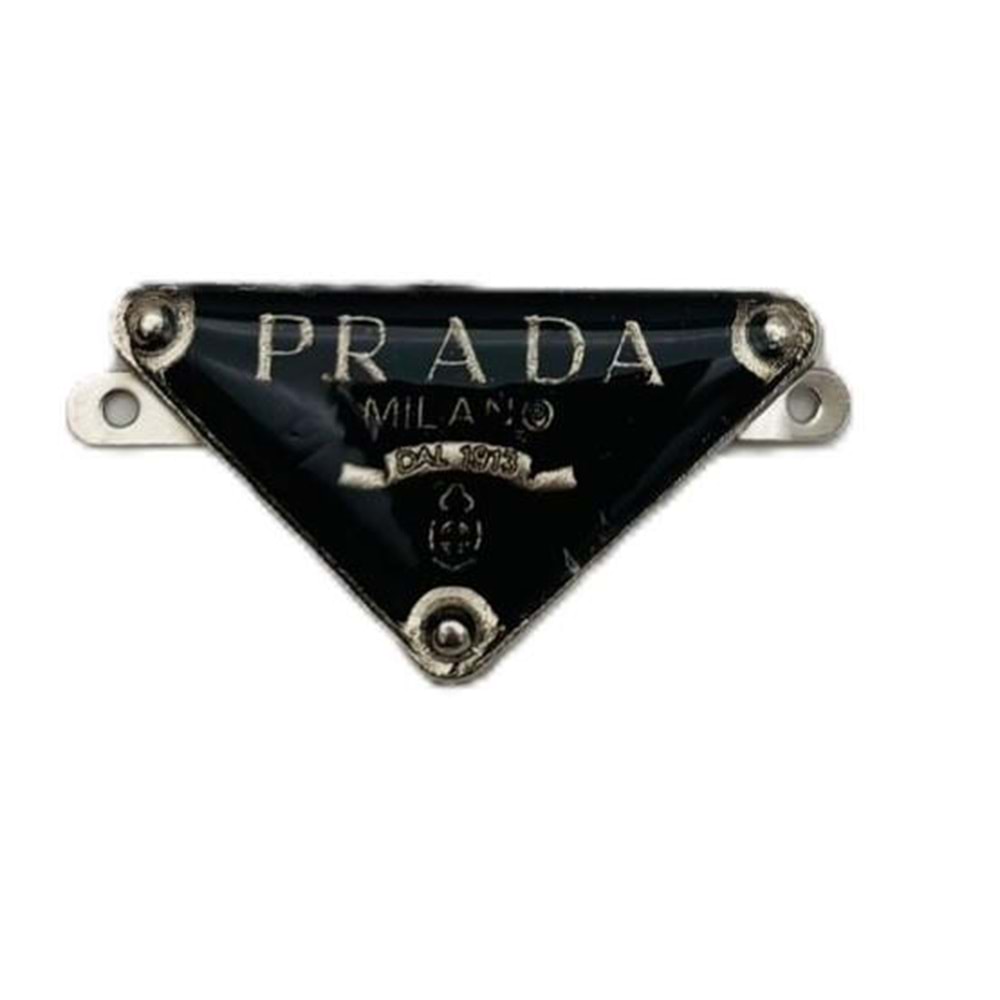 Çanta Aksesuar 3.5x2 Cm Prada Metal Plaka Etiket Süs Gümüş Metalli