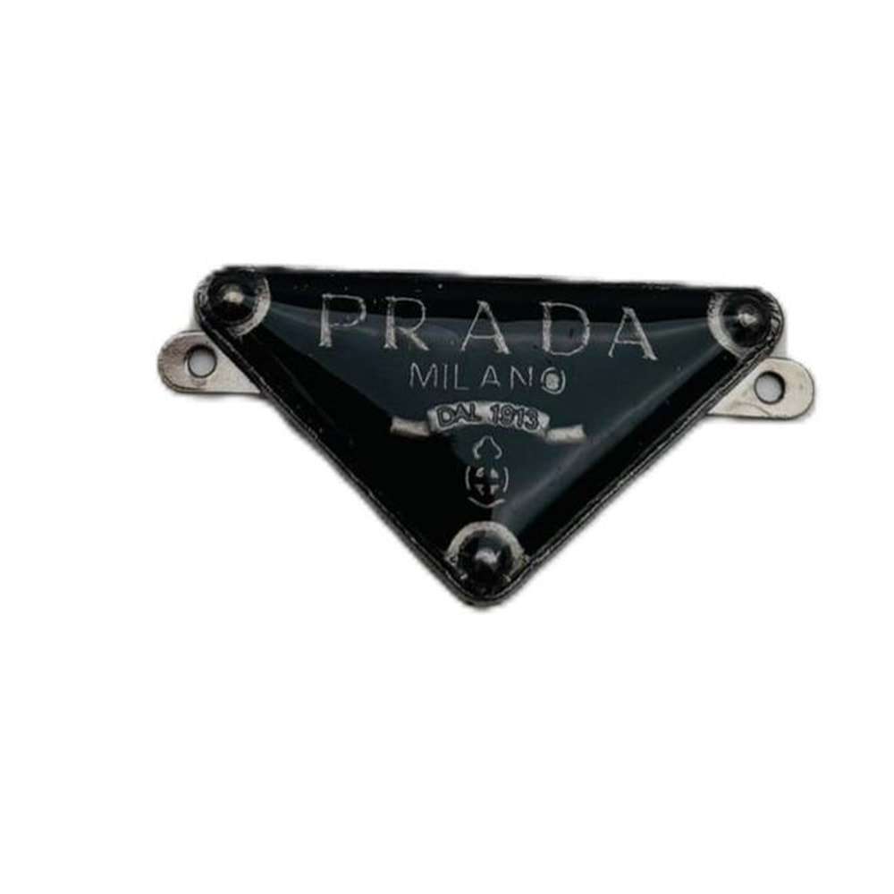 Çanta Aksesuar 3.5x2 Cm Prada Metal Plaka Etiket Süs Füme Metalli