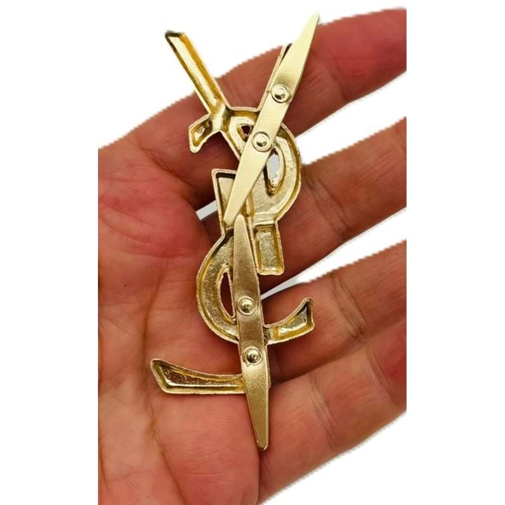 Çanta Aksesuar 7X3 Cm Gold YSL Metal Plaka Etiket Süs