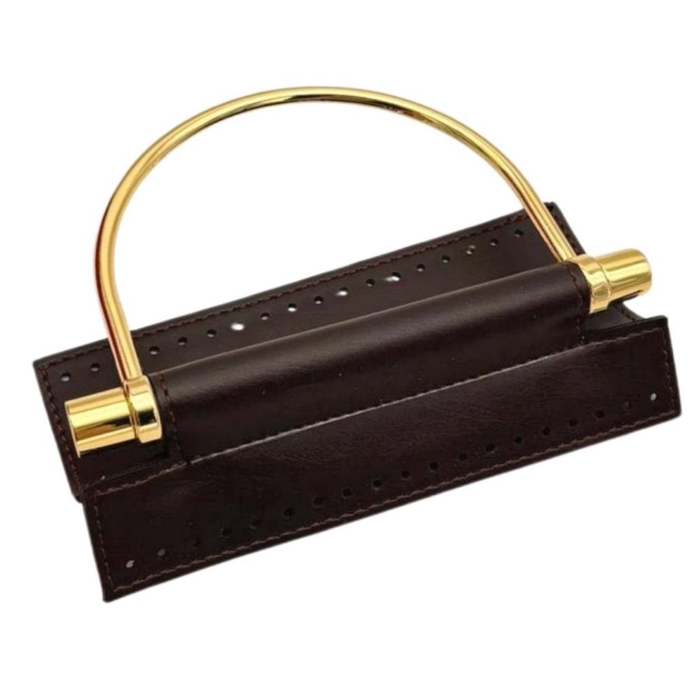 Çanta Aksesuar Suni Derili Metal Çanta Sapı İpek Model Koyu Kahve Renk Light Gold Metal (Yeni Model)