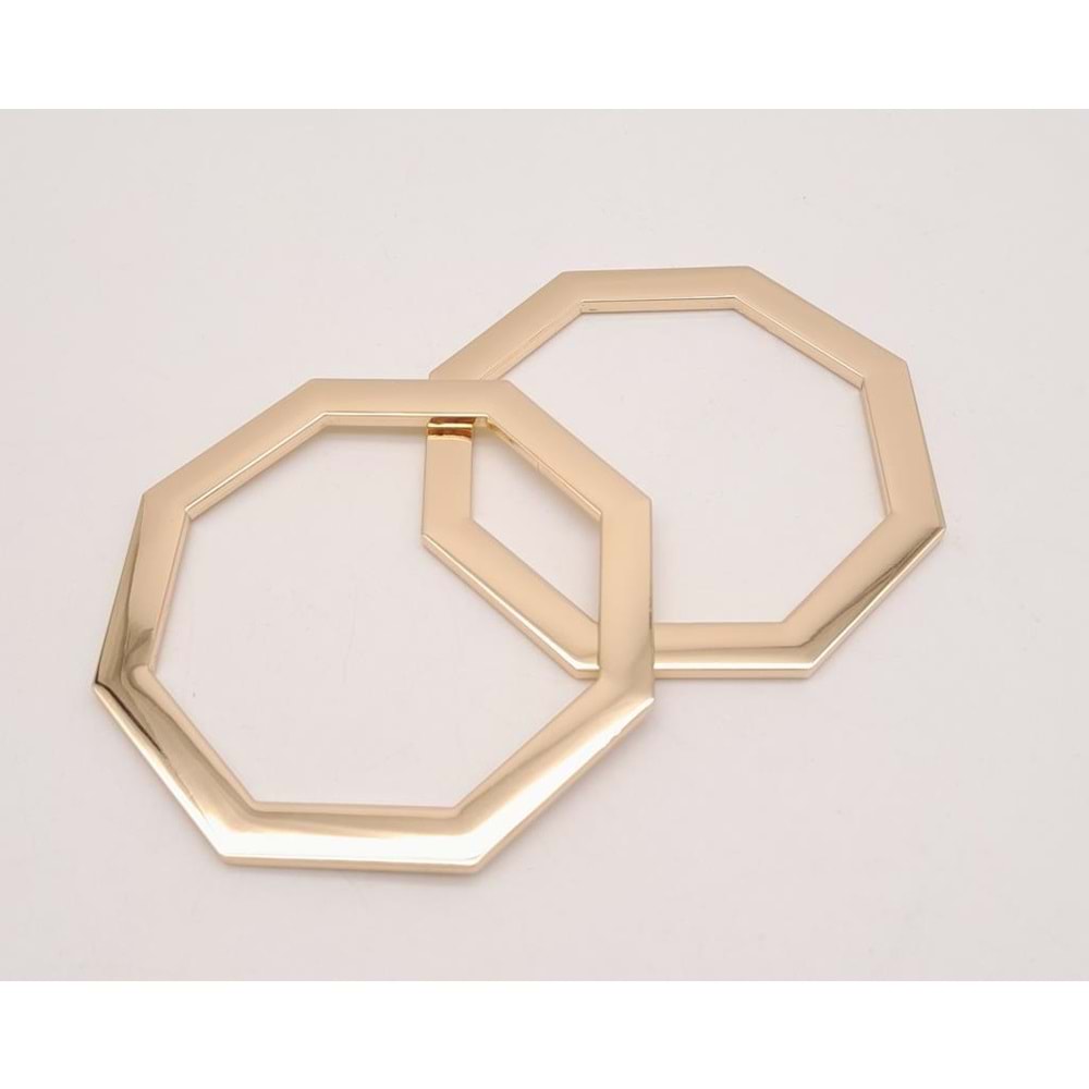 Çanta Aksesuar 10 cm Sekizgen Light Gold Metal Çanta Sapı