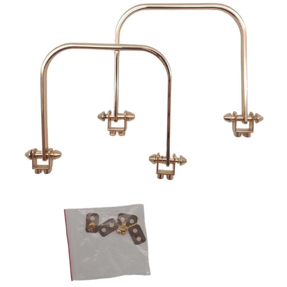 Çanta Aksesuar 9x9 cm Light Gold Renk Vidalı Metal Çanta Tutma Sapı