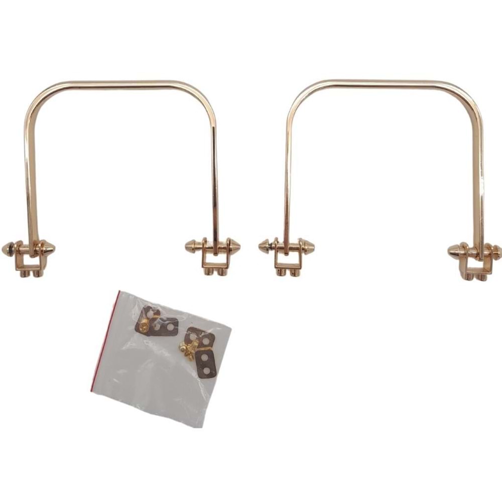 Çanta Aksesuar 9x9 cm Light Gold Renk Vidalı Metal Çanta Tutma Sapı