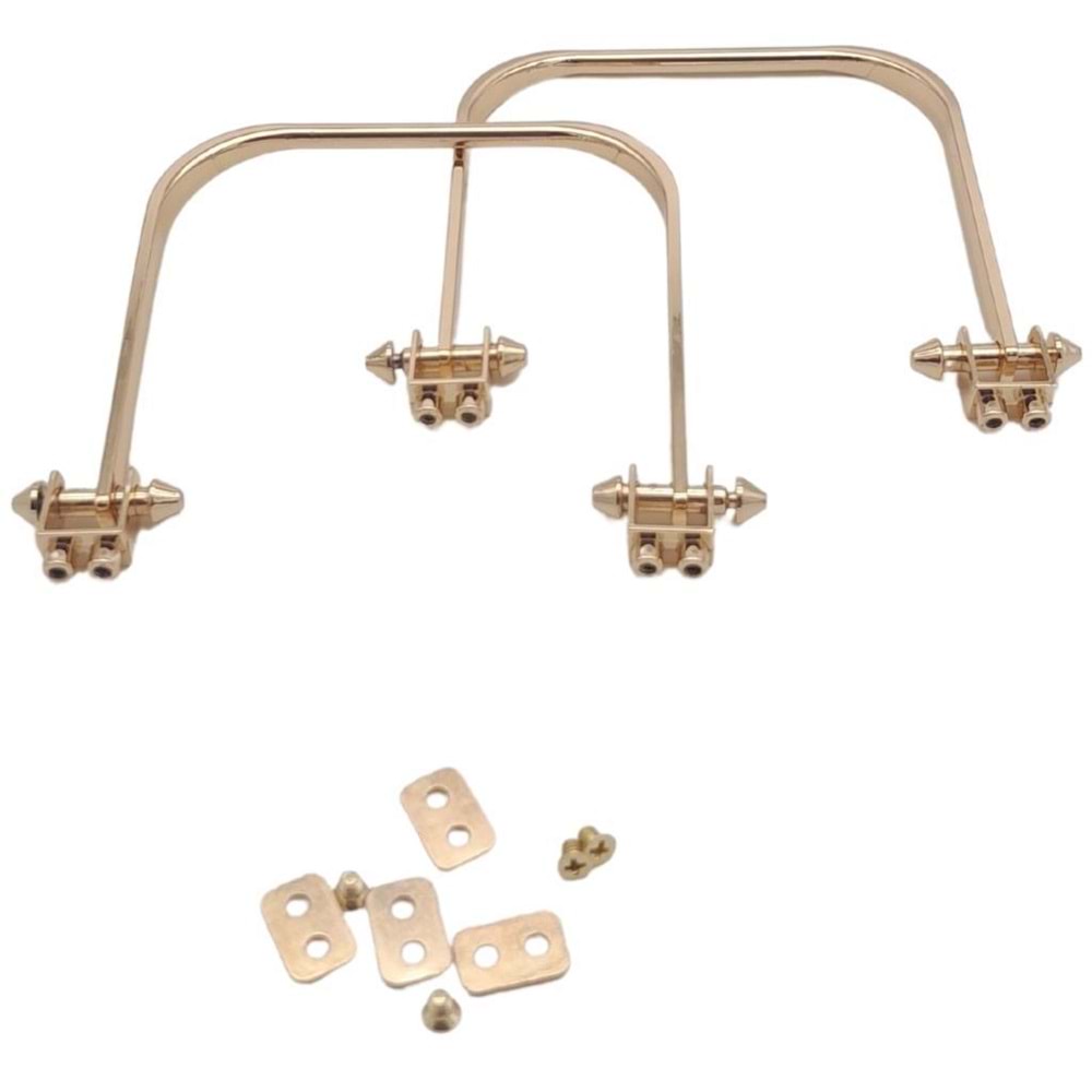 Çanta Aksesuar 9x9 cm Light Gold Renk Vidalı Metal Çanta Tutma Sapı