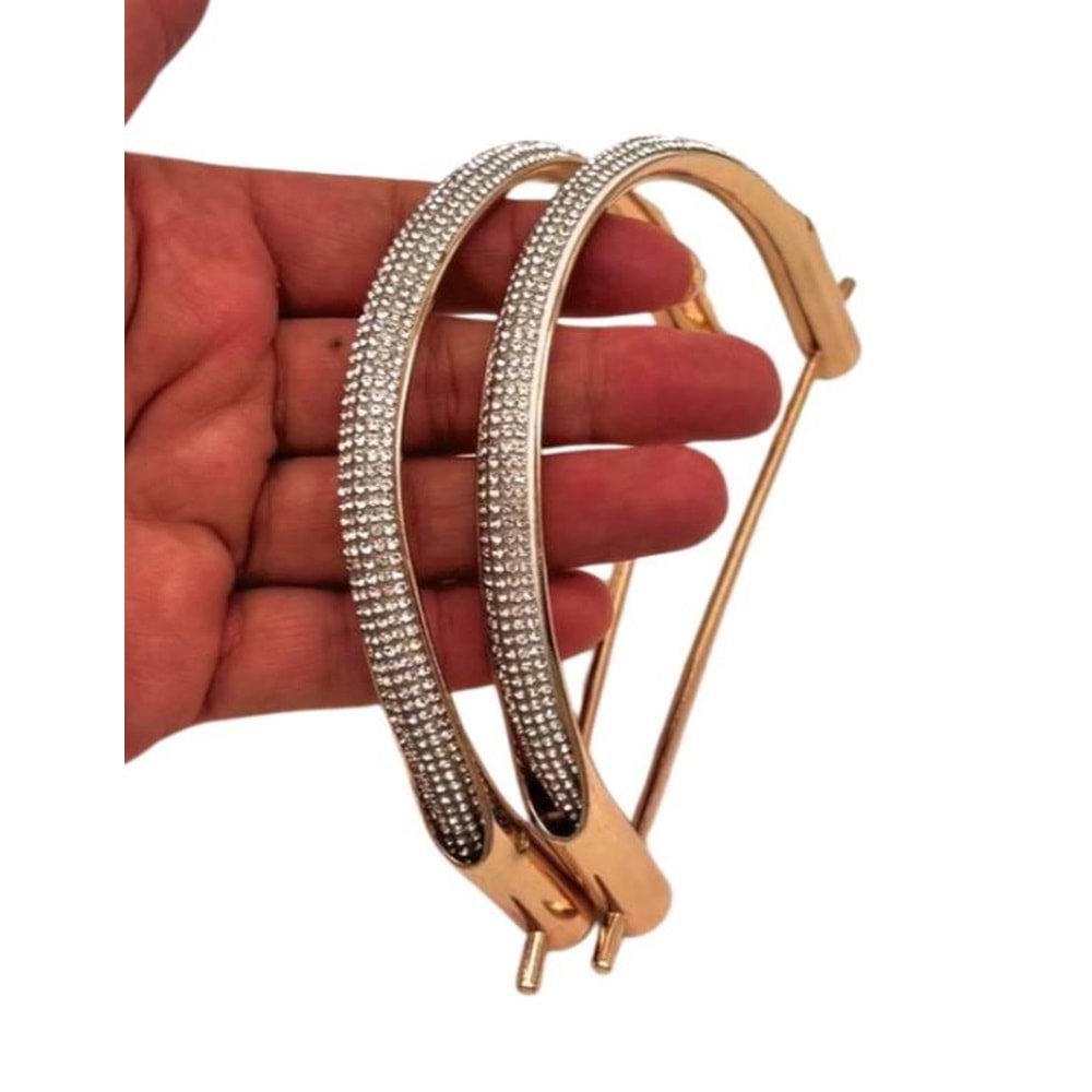 Çanta Aksesuar Gümüş Taşlı Üveyik Model Metal Çanta Sapı