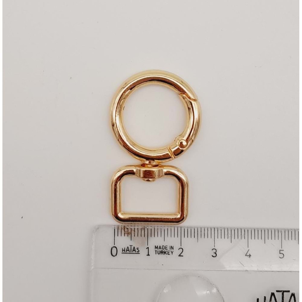 Çanta Aksesuar 2 cm Light Gold Köşeli Yaylı Halka 1 Adet
