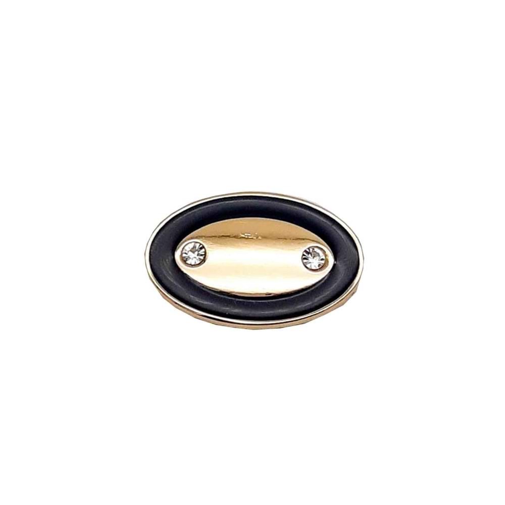 Çanta Aksesuar Light Gold Siyah Çerçeveli Oval Plaka Süs