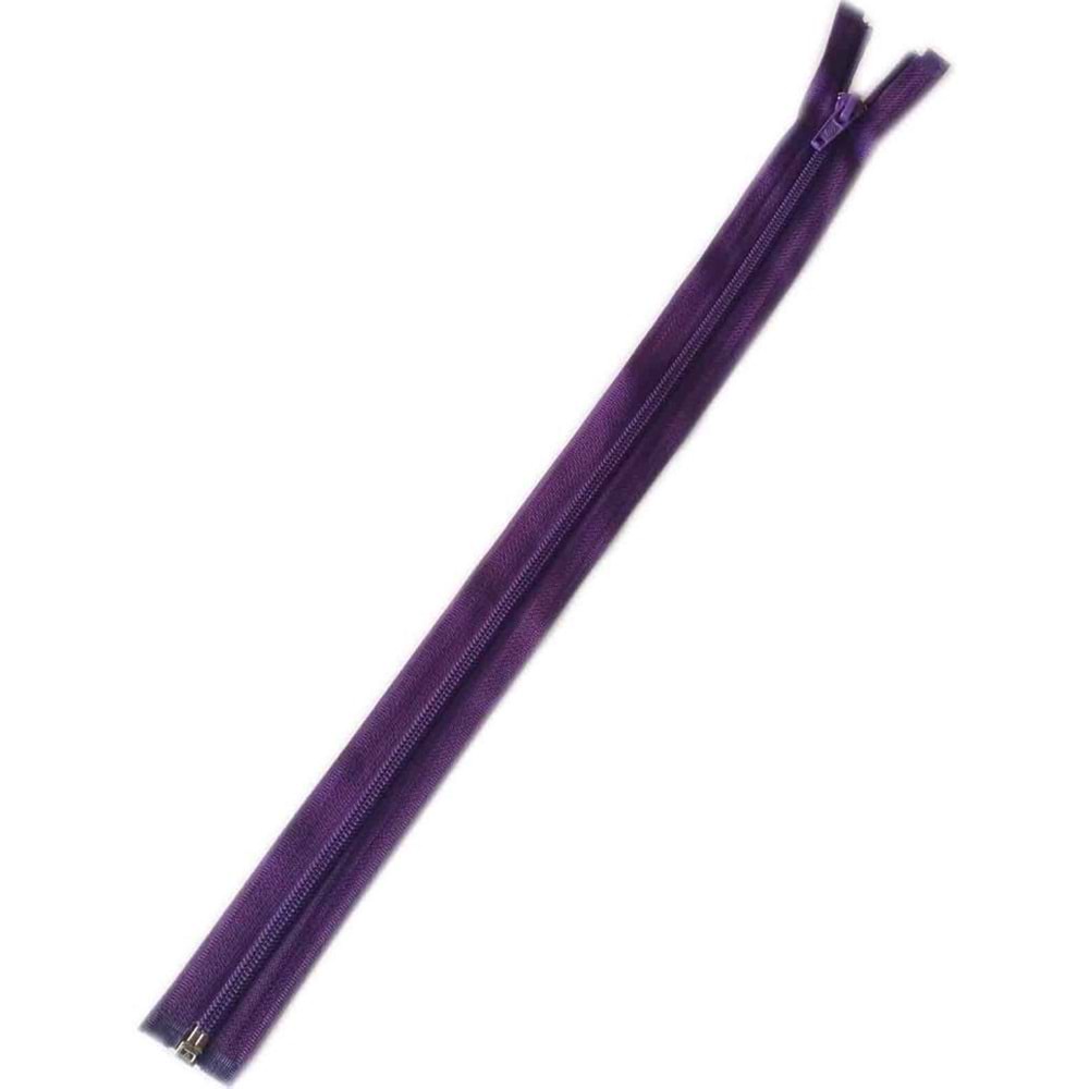 Çanta Aksesuar Mor Renk 40 Cm Plastik Diş Fermuar Fd2