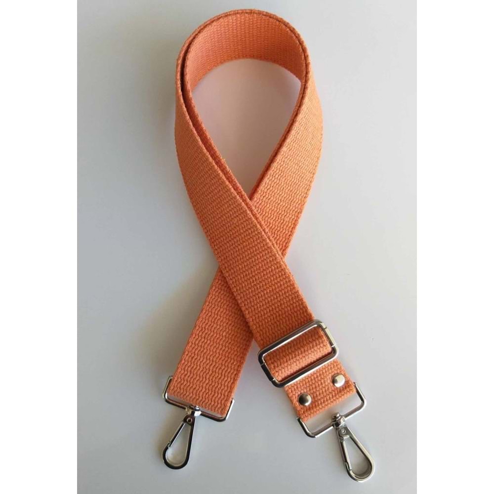 Çanta Aksesuar Pamuklu Kolon 120X4 Cm Gümüş Metal Turuncu