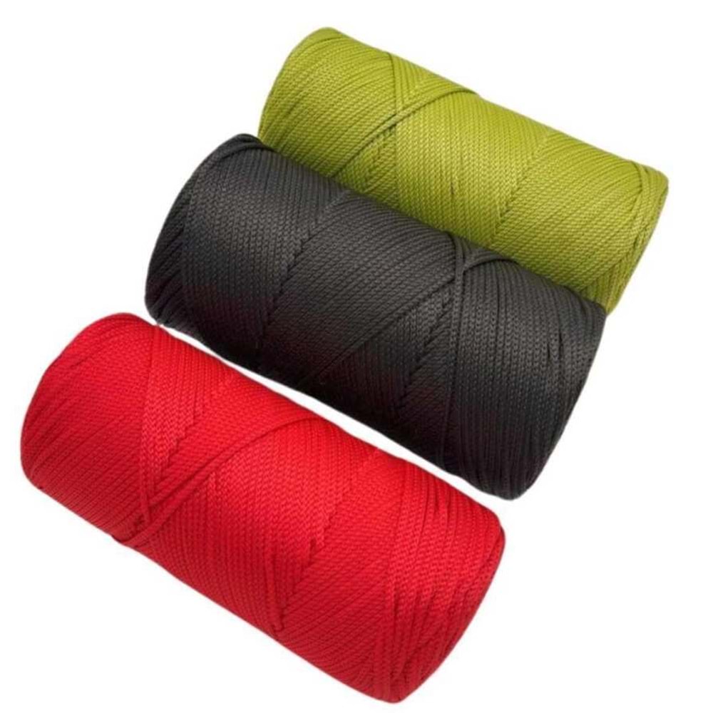 Çanta Aksesuar Polyester Makrome Set (Kırmızı, Fıstık Yeşil, Antrasit)