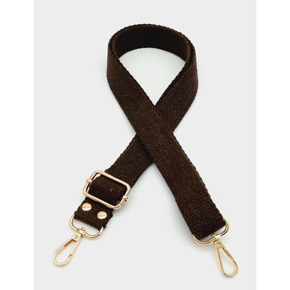Çanta Aksesuar Pamuklu Kolon 120X3 Cm Kahverengi Light Gold Metalli