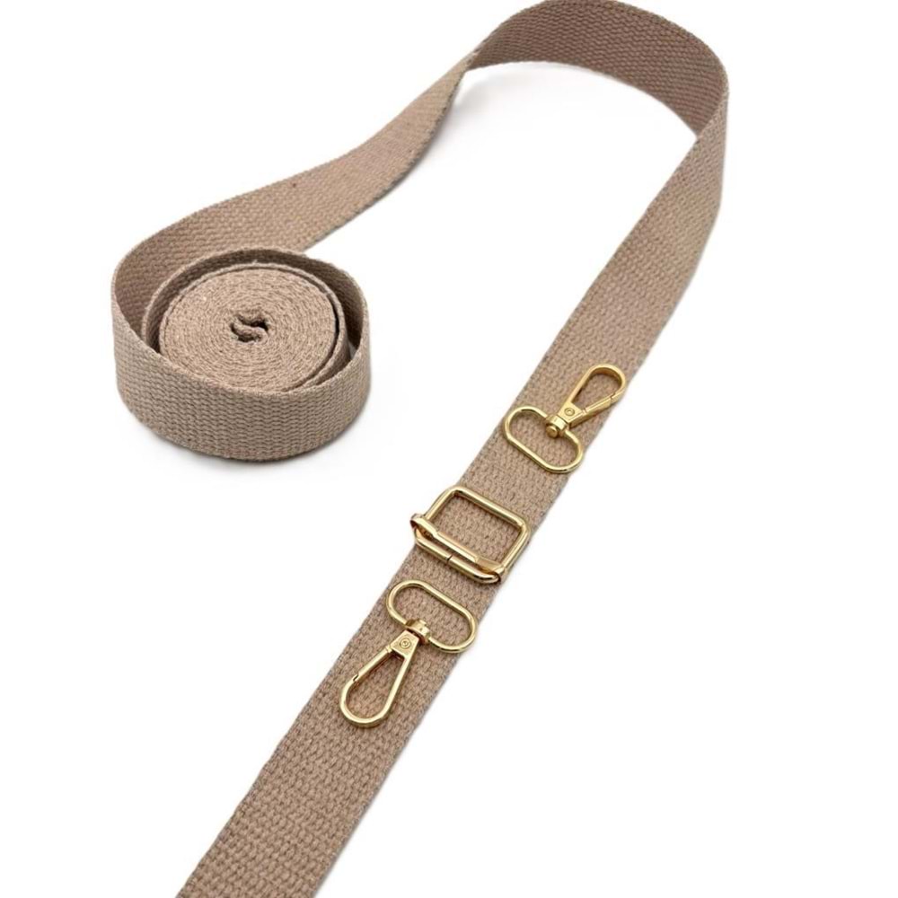 Çanta Aksesuar Pamuklu Kolon Sap Yapım Seti Bej Renk