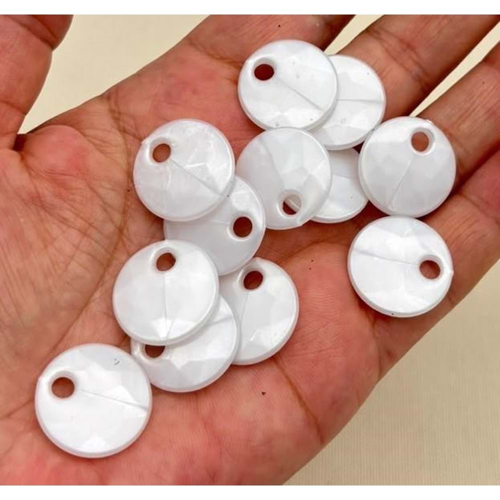 Çanta Aksesuar Beyaz Renk 2 Cm Pul 100 Gr (Sedef Görünümlü Plastik)