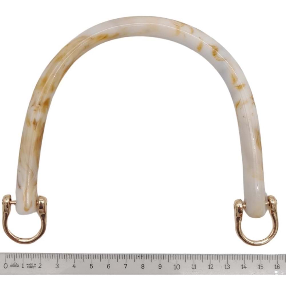 Çanta Aksesuar 16 cm Akrilik Bej Renk Çanta Tutma Sapı Light Gold Metalli