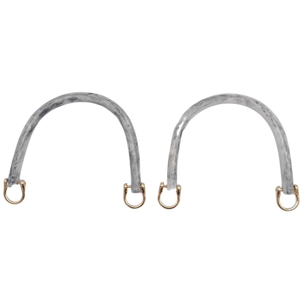 Çanta Aksesuar 16 cm Akrilik Gri Renk Çanta Tutma Sapı Light Gold Metalli