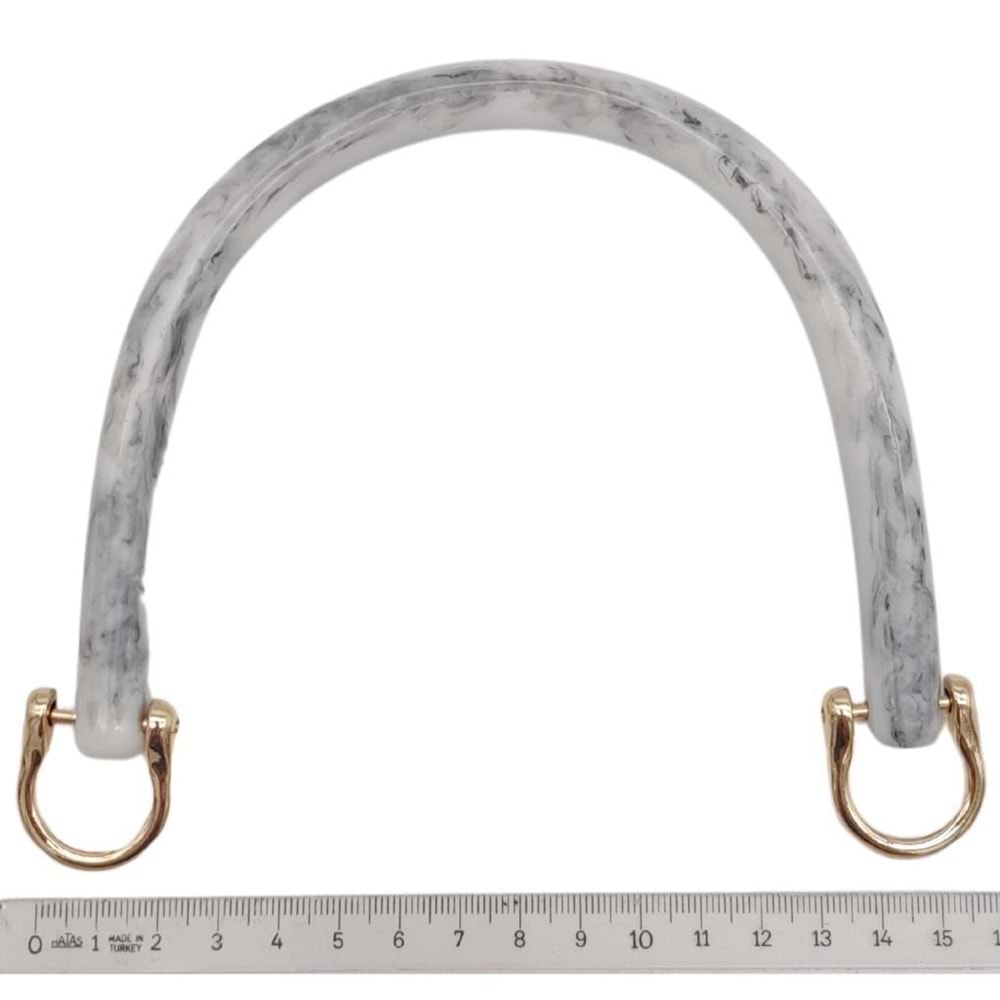 Çanta Aksesuar 16 cm Akrilik Gri Renk Çanta Tutma Sapı Light Gold Metalli