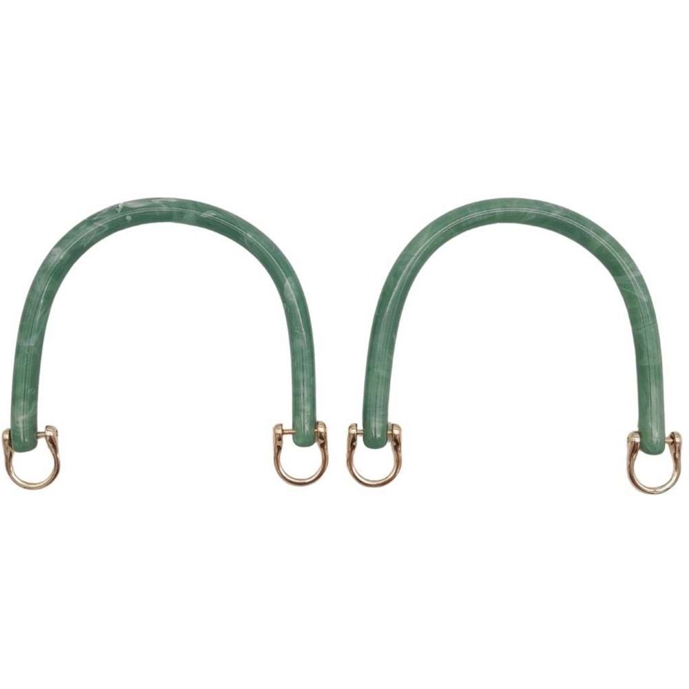 Çanta Aksesuar 16 cm Akrilik Açık Yeşil Renk Çanta Tutma Sapı Light Gold Metalli