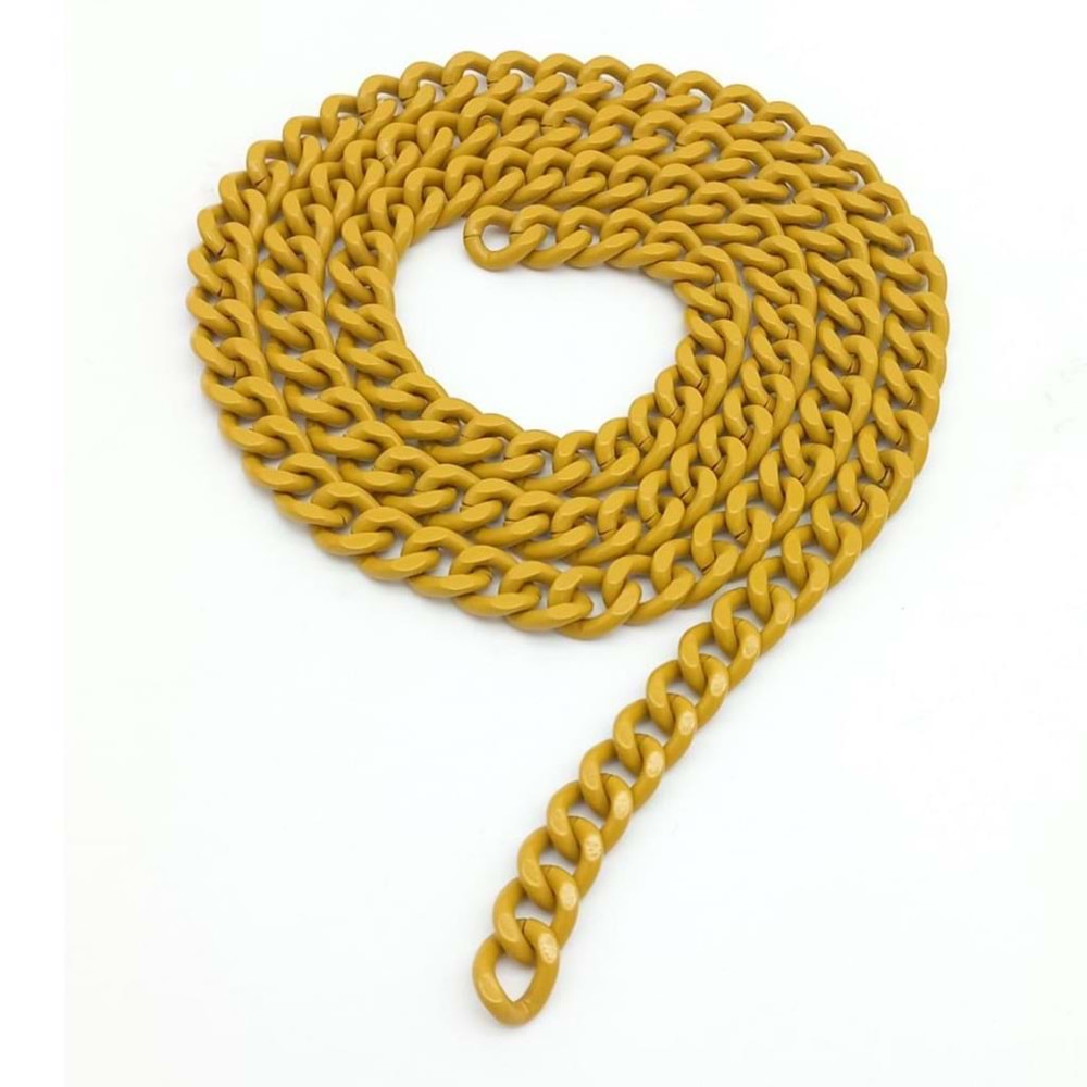 Çanta Aksesuar Renkli Metal Zincir Hardal Sarı 120 Cm