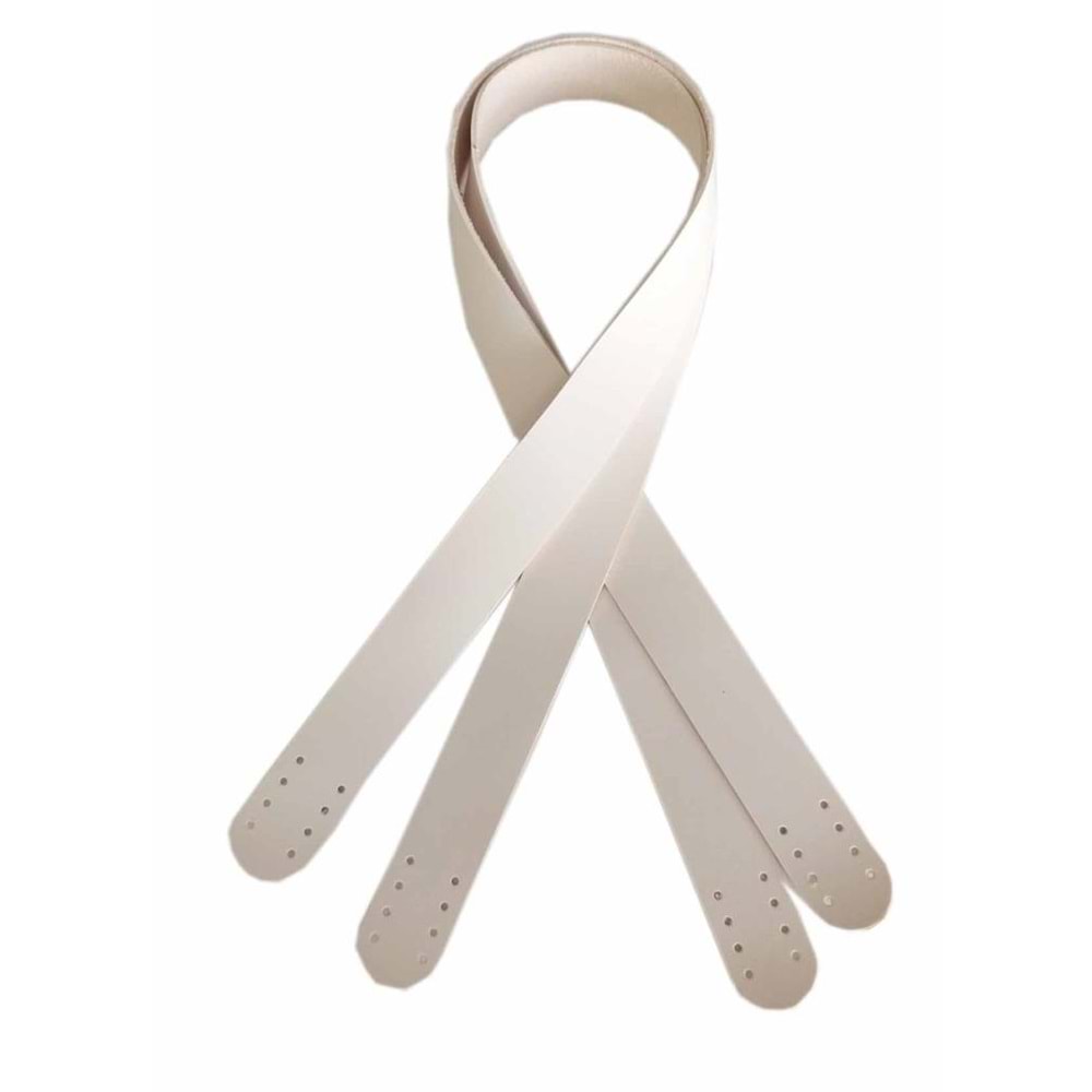 Çanta Aksesuar 70X2.4 Cm, Tek Kat Suni Deri Krem Renk Çift Sap