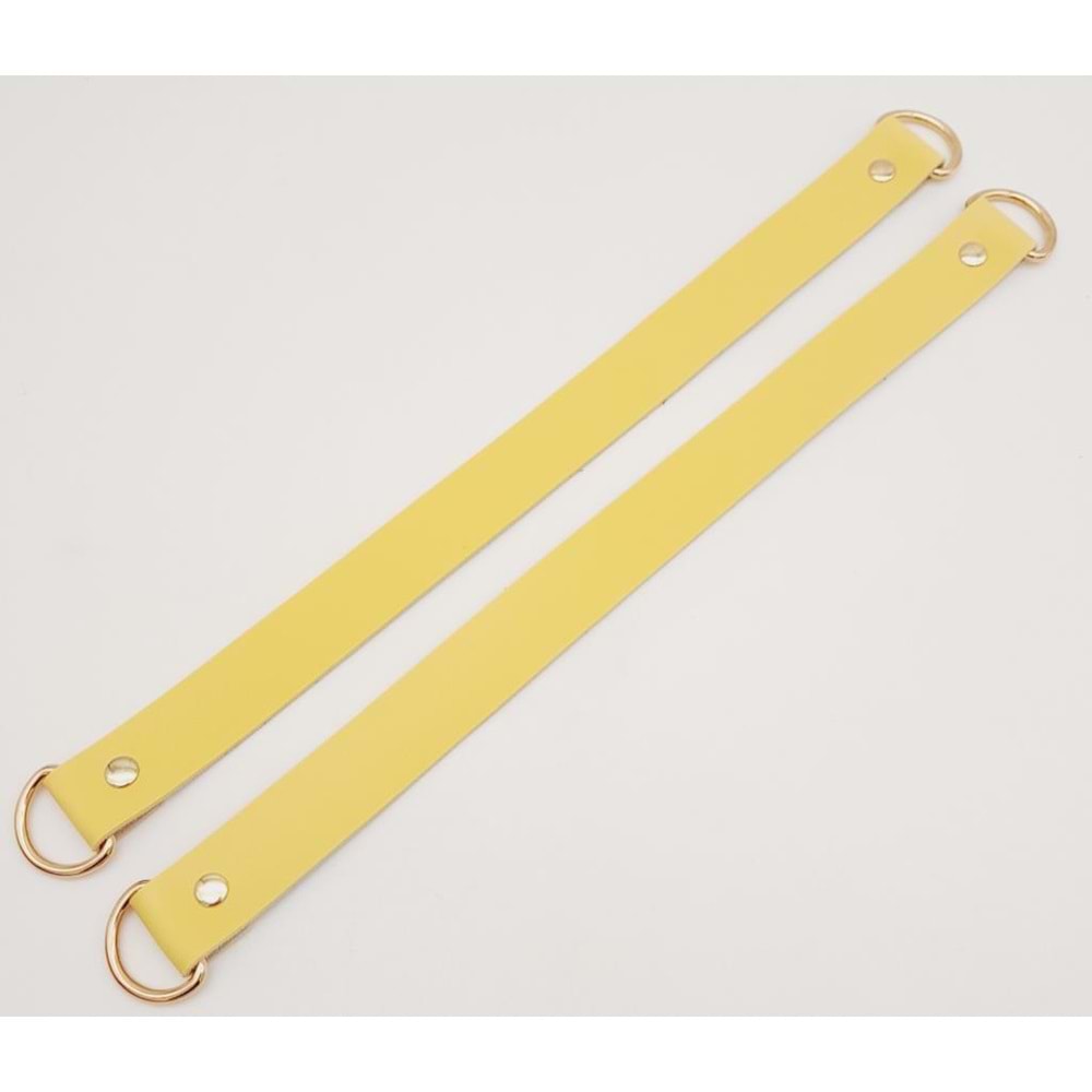Çanta Aksesuar Suni Deri 38x2.5 cm Sarı Renk Çift Çanta Sapı Light Gold Metalli