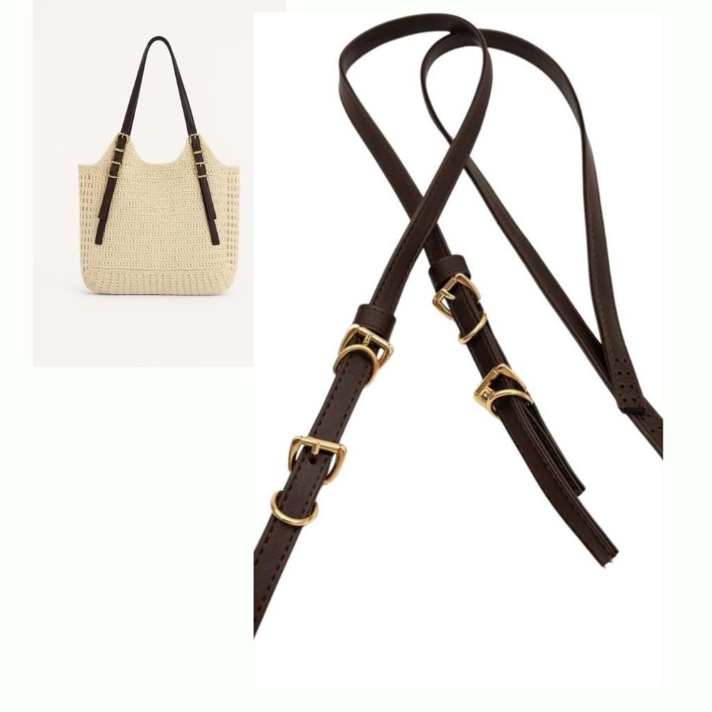 Çanta Aksesuar Koyu Kahve Renk Nez Model Çanta Sapı