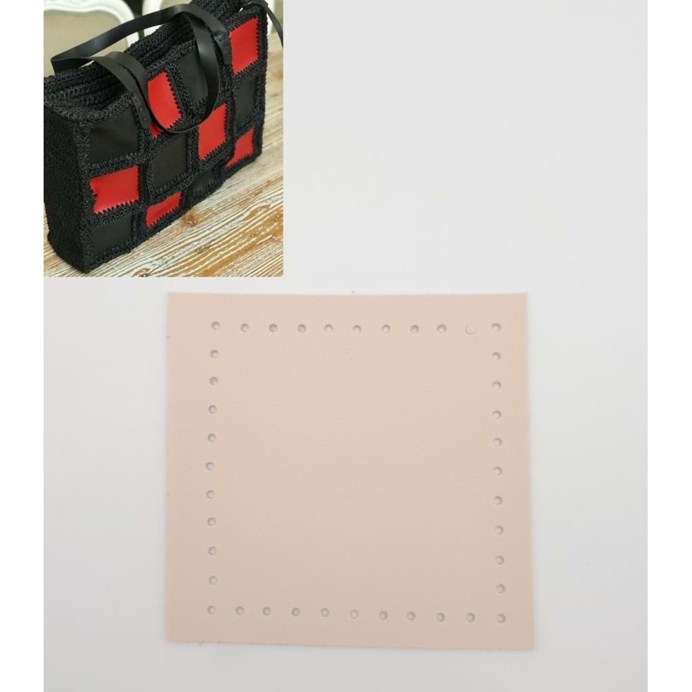 Çanta Aksesuar 10x10 cm Kare Suni Deri Krem Renk 1 Adet