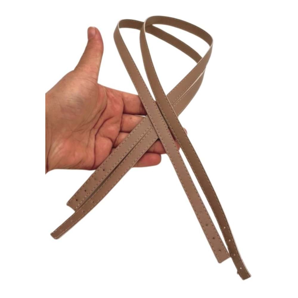 Çanta Aksesuar Slim Model 70x1.2 cm Suni Deri Vizon Renk Çift Çanta Sapı