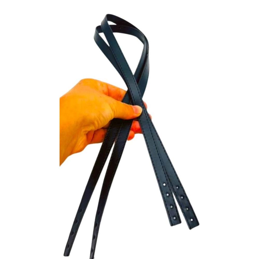 Çanta Aksesuar Slim Model 70x1.2 cm Suni Deri Lacivert Renk Çift Çanta Sapı