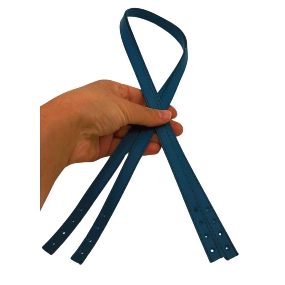 Çanta Aksesuar Slim Model 70x1.2 cm Suni Deri Petrol Renk Çift Çanta Sapı