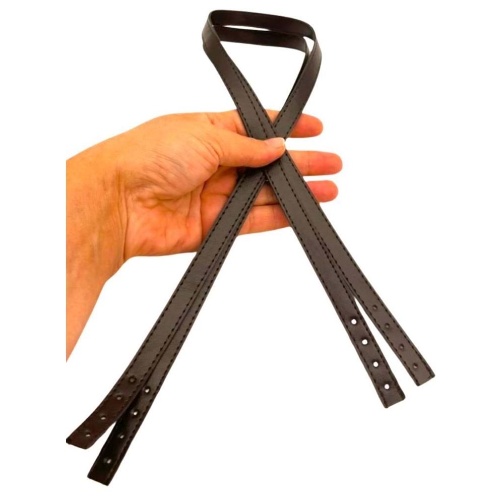 Çanta Aksesuar Slim Model 70x1.2 cm Suni Deri Koyu Kahve Renk Çift Çanta Sapı
