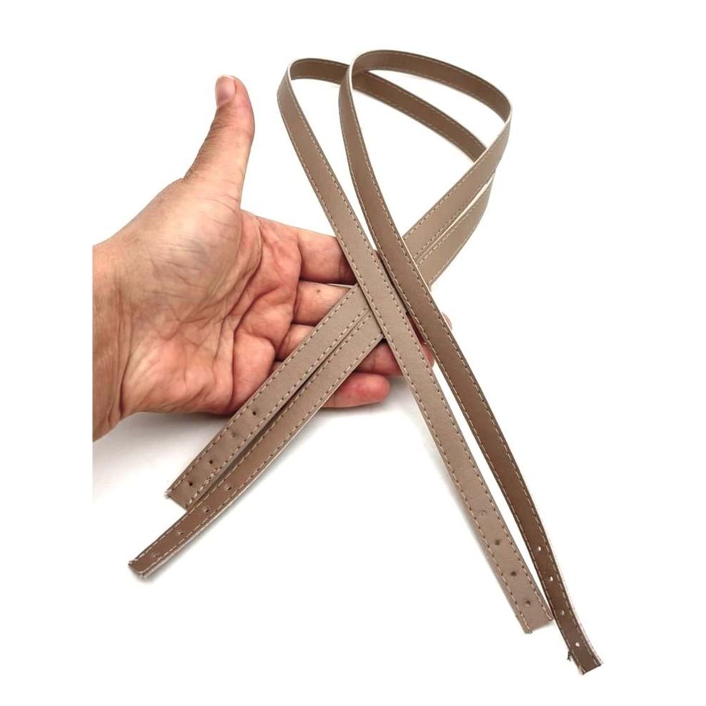 Çanta Aksesuar Slim Model 70x1.2 cm Suni Deri Koyu Bej Renk Çift Çanta Sapı