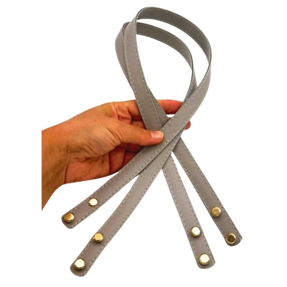 Çanta Aksesuar 70x1.8 cm Suni Deri Açık Gri Renk Vidalı Çanta Sapı