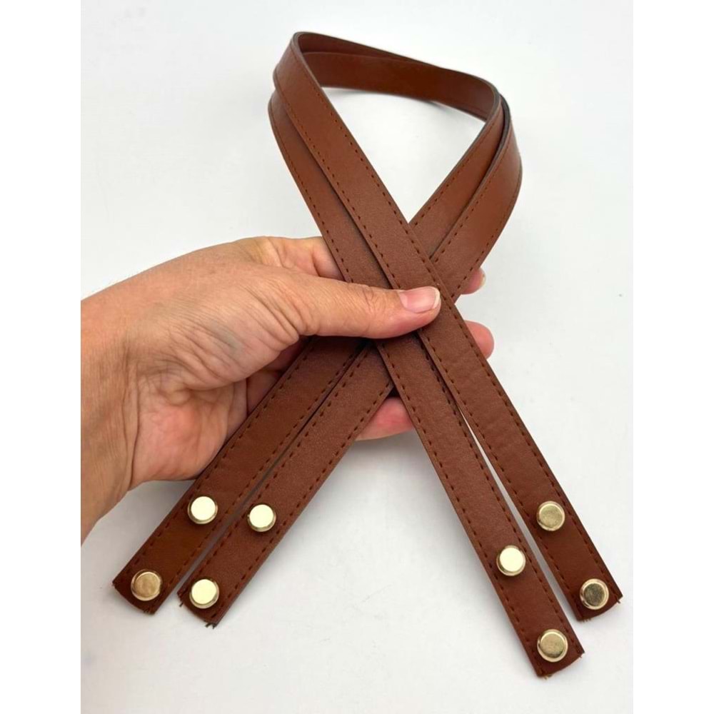 Çanta Aksesuar 70x1.8 cm Suni Deri Taba Renk Vidalı Çanta Sapı