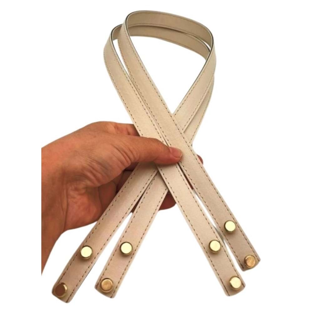 Çanta Aksesuar 70x1.8 cm Suni Deri Krem Renk Vidalı Çanta Sapı
