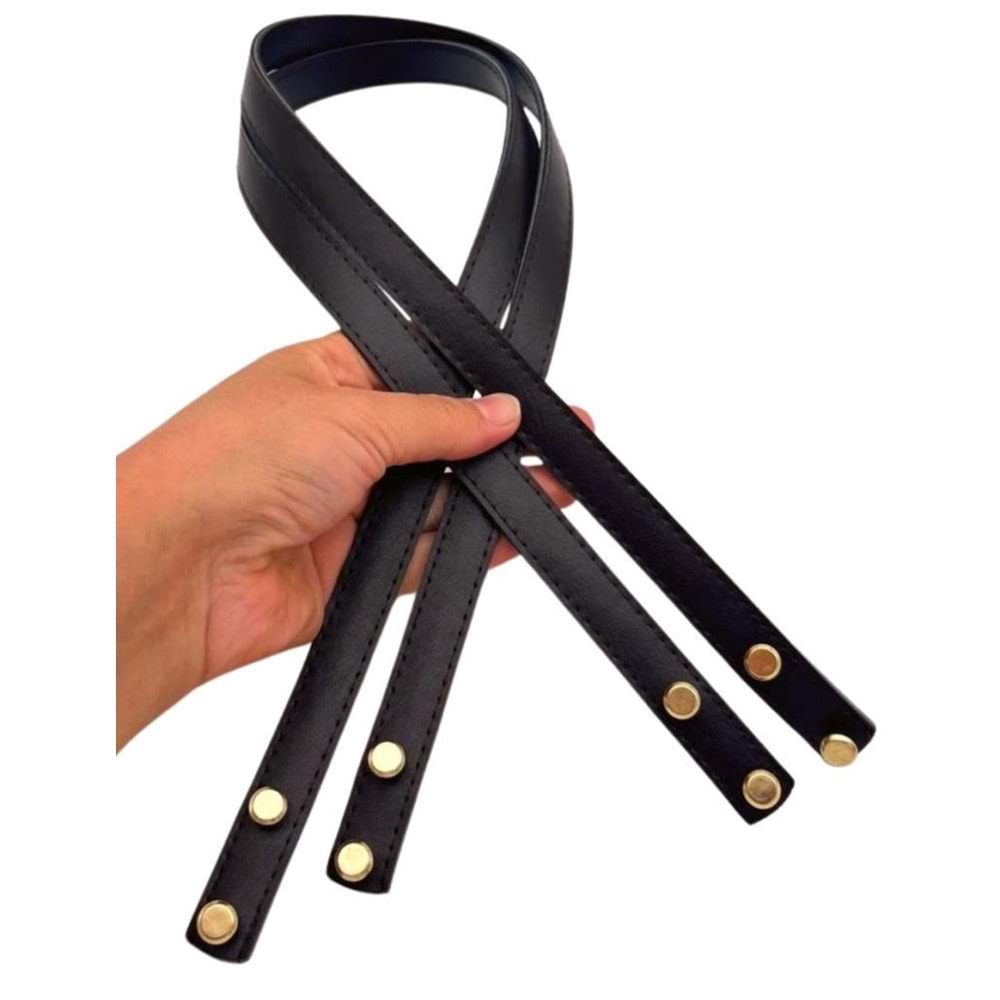 Çanta Aksesuar 70x1.8 cm Suni Deri Siyah Renk Vidalı Çanta Sapı