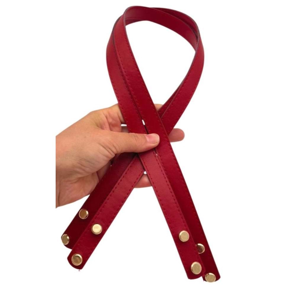 Çanta Aksesuar 70x1.8 cm Suni Deri Kırmızı Renk Vidalı Çanta Sapı