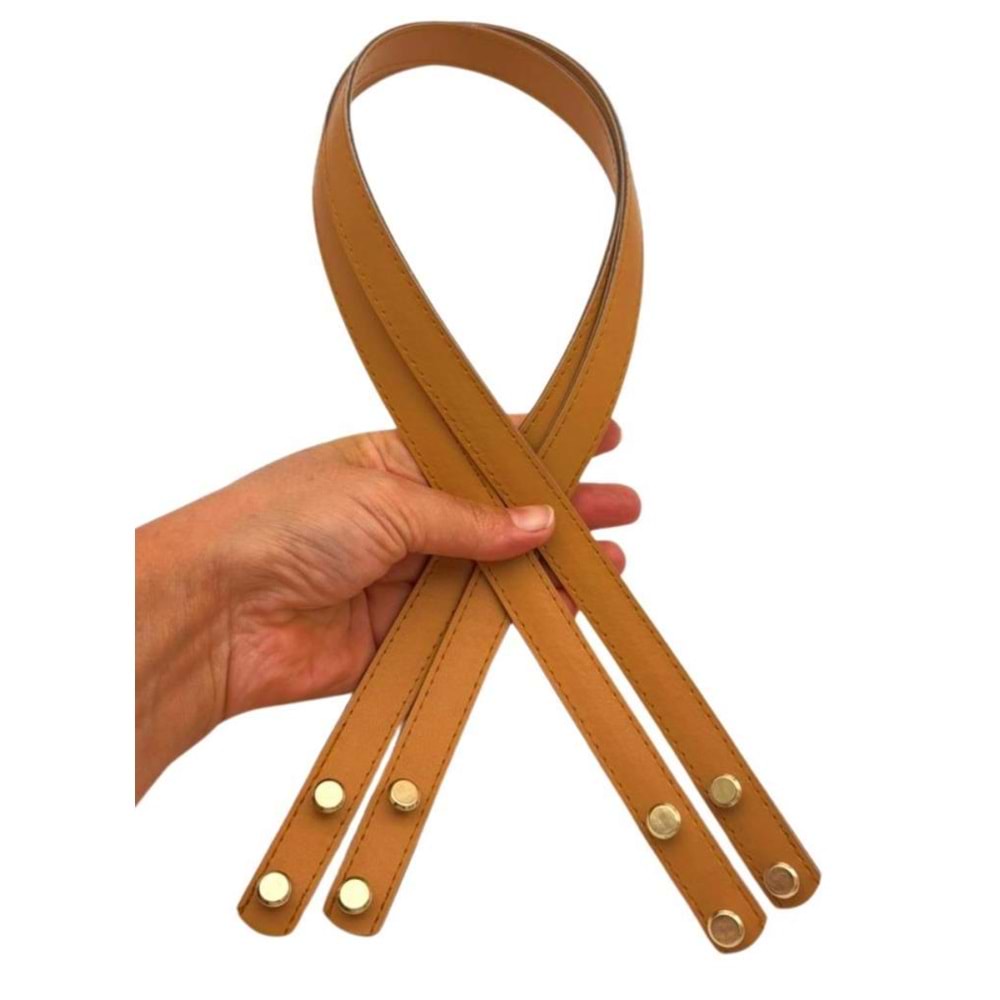 Çanta Aksesuar 70x1.8 cm Suni Deri Hardal Renk Vidalı Çanta Sapı
