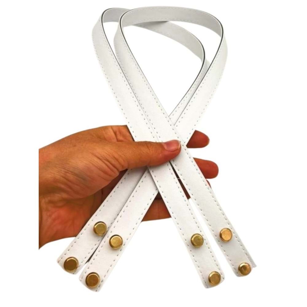Çanta Aksesuar 70x1.8 cm Suni Deri Beyaz Renk Vidalı Çanta Sapı