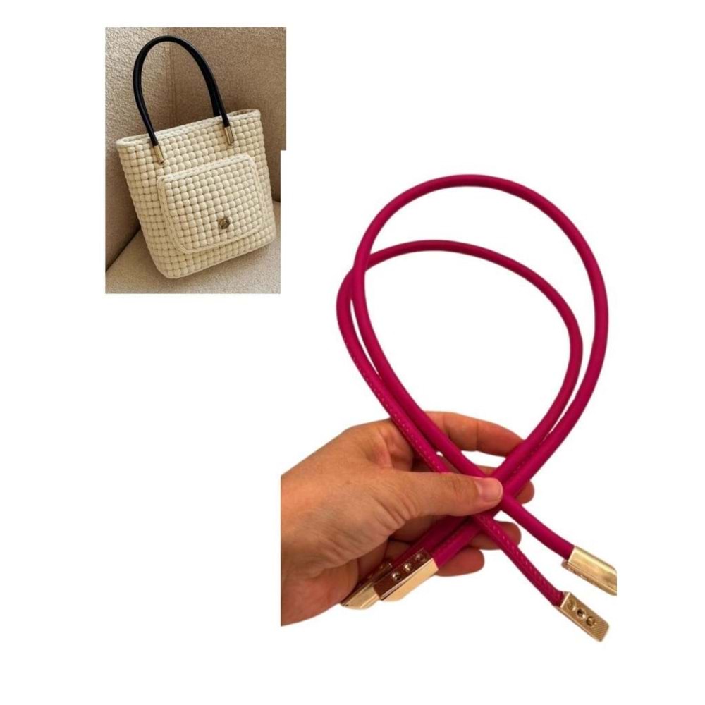 Çanta Aksesuar 60 cm Fuşya Renk Trend Model Çift Çanta Sapı