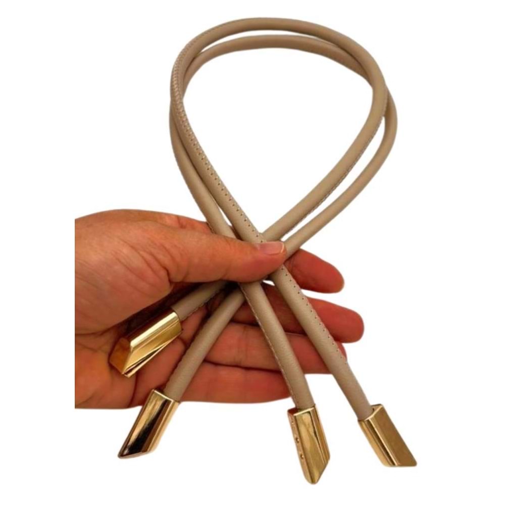 Çanta Aksesuar 60 cm Bej Renk Trend Model Çift Çanta Sapı