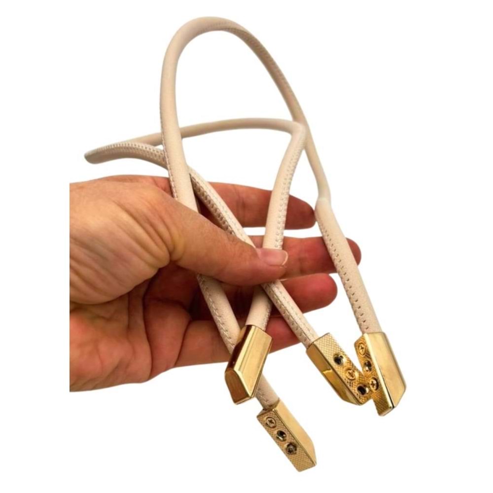 Çanta Aksesuar 60 cm Krem Renk Trend Model Çift Çanta Sapı