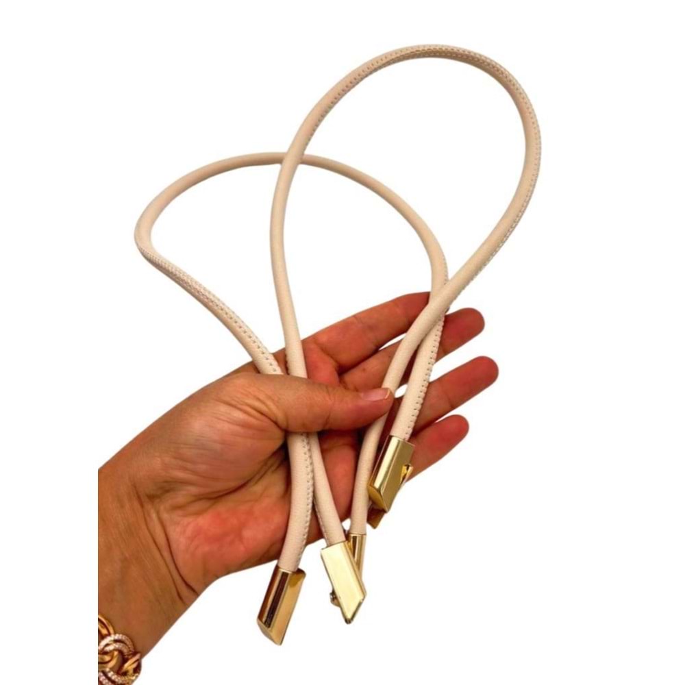 Çanta Aksesuar 60 cm Krem Renk Trend Model Çift Çanta Sapı