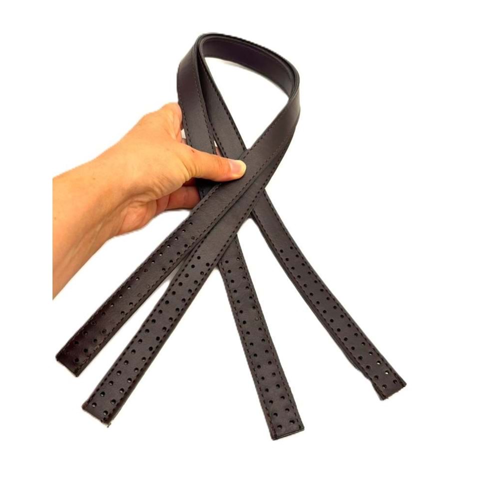 Çanta Aksesuar 80x2 cm Koyu Kahve Renk 16 Delikli Model Çift Çanta Sapı