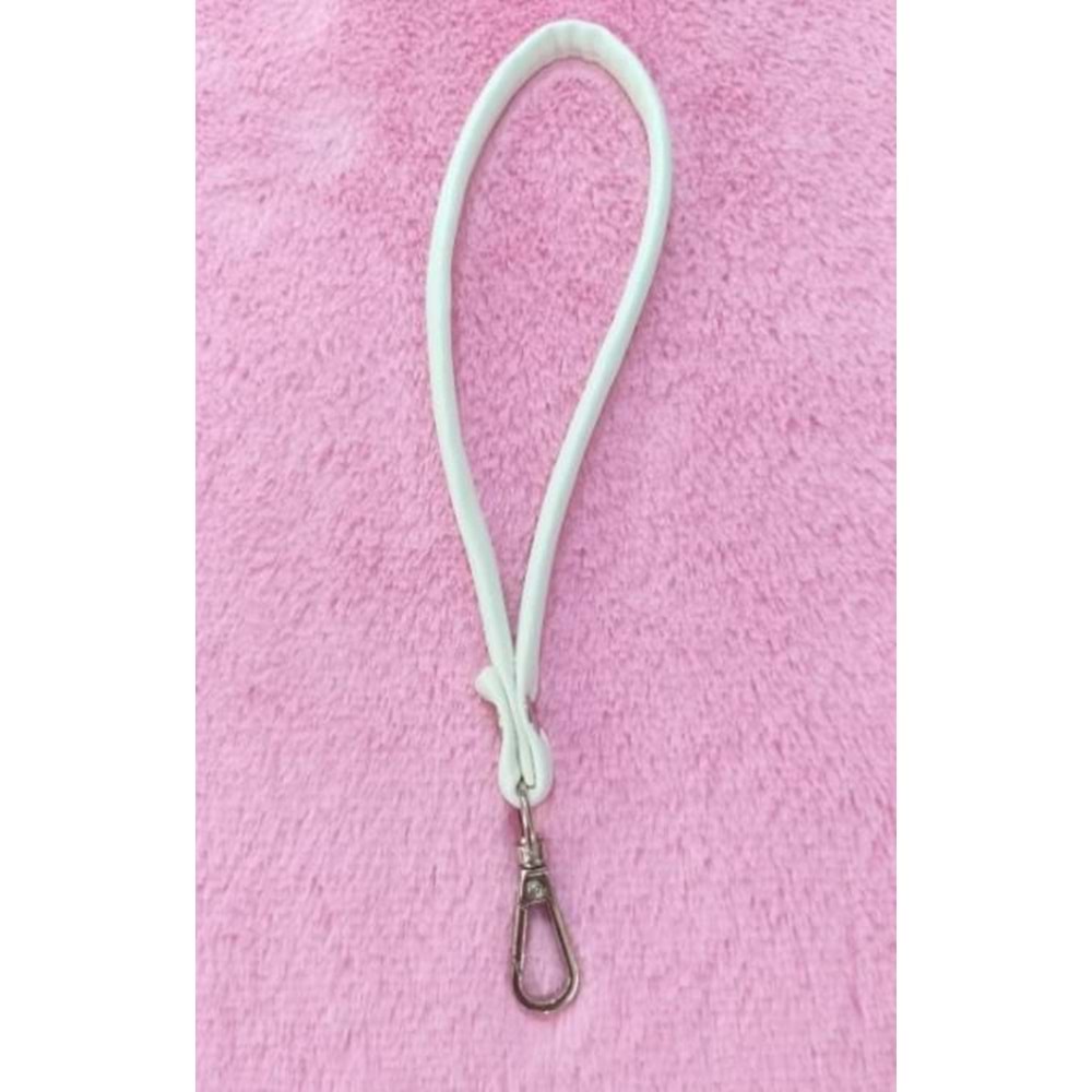 Çanta Aksesuar Dikişli Suni Deri Beyaz Renk Elcik Gümüş Metal