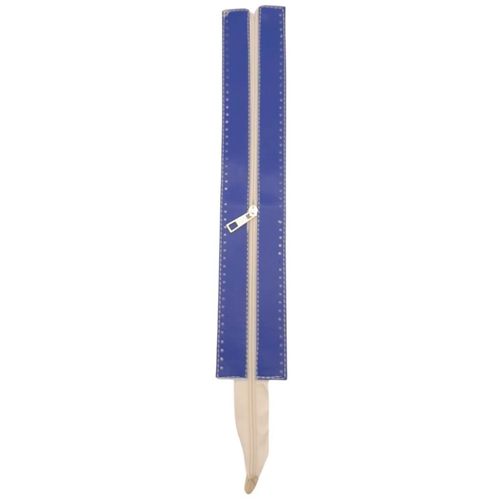 Çanta Aksesuar 40 cm Derili Fermuar Saks Mavi Renk Light Gold Metalli